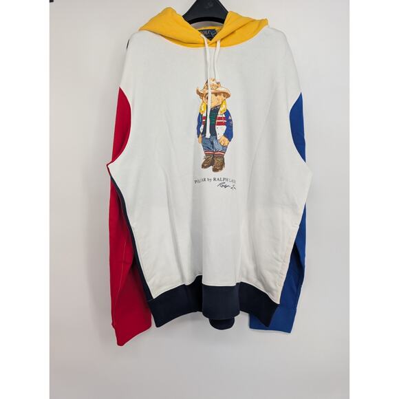 NWT Polo Ralph Lauren Polo Bear Colorblocked Fleece Hoodie Size XL #2E431 - Picture 2 of 8
